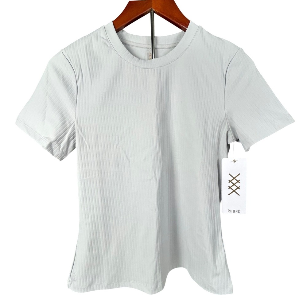 Rhone‎ Modern Ribbed Tee Grey Mist Short Sleeve Performance Top 200198 NEW Small